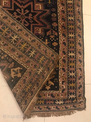 Fine Caucasian Shirvan Lezgi rug with stunning design and rich color.  140 cm x 102 cm.                