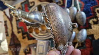 A silver wedding set from the Sivas region, dating from 1915. 1650 grams of pure silver and ornate.
Central anatolia, Sivas
Hicri 1331 (1915)           