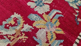 It was published as ghördes in the catalog, but I think it is a Kirsehir (mudjur) carpet.
what is your idea ?
Size; 110 x 176 cm,
        