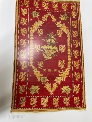 It was published as ghördes in the catalog, but I think it is a Kirsehir (mudjur) carpet.
what is your idea ?
Size; 110 x 176 cm,
        
