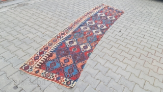 Size : 85 x 330 cm,
Central anatolia, Konya kilim
I shared a similar one yesterday, I bought the other piece from the same place today, but when I put it side by side,  ...