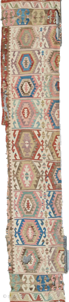 Size : 76 x 266 cm, 
Central anatolia, Cappadocia kilim. 
                      