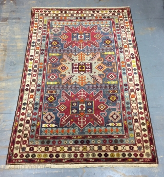 Antique Used Handmade Caucasian Yerevan Kazak Style,Old, Wool&Cotton,Size:6.6 By 4.5 Ft,All in natural,Very Soft  condition, Beautiful colours,Around 80 years Old,            