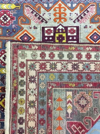 Antique Used Handmade Caucasian Yerevan Kazak Style,Old, Wool&Cotton,Size:6.6 By 4.5 Ft,All in natural,Very Soft  condition, Beautiful colours,Around 80 years Old,            