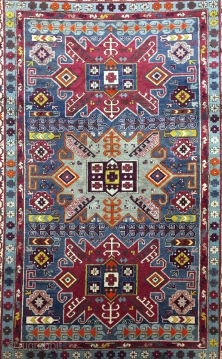 Antique Used Handmade Caucasian Yerevan Kazak Style,Old, Wool&Cotton,Size:6.6 By 4.5 Ft,All in natural,Very Soft  condition, Beautiful colours,Around 80 years Old,            