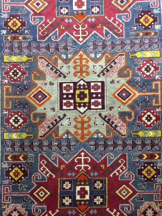 Antique Used Handmade Caucasian Yerevan Kazak Style,Old, Wool&Cotton,Size:6.6 By 4.5 Ft,All in natural,Very Soft  condition, Beautiful colours,Around 80 years Old,            