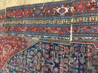 Antique bijar rug,around 90 years old,cutoff,size:530cm by 327cm                         