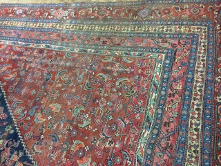 Antique bijar rug,around 90 years old,cutoff,size:530cm by 327cm                         