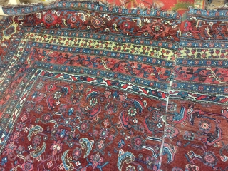 Antique bijar rug,around 90 years old,cutoff,size:530cm by 327cm                         