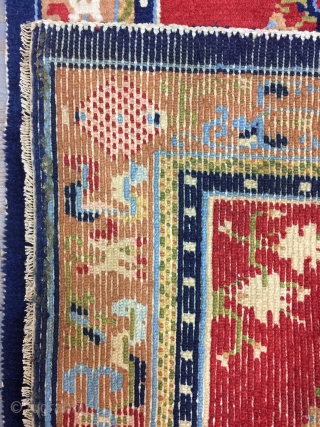 Antique Handmade Tibetan rug, all in natural, one old repairs,good Pile,Clean,Soft,more than 100 years Old,Size:4.8 ft by 2.7 ft,Size:141cm by 78cm            