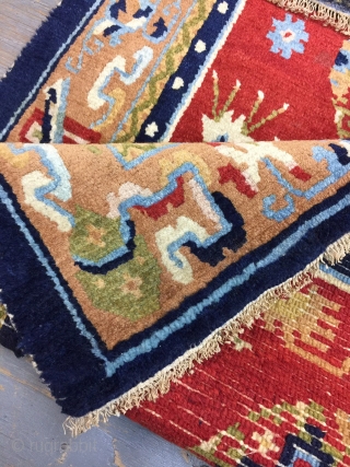 Antique Handmade Tibetan rug, all in natural, one old repairs,good Pile,Clean,Soft,more than 100 years Old,Size:4.8 ft by 2.7 ft,Size:141cm by 78cm            