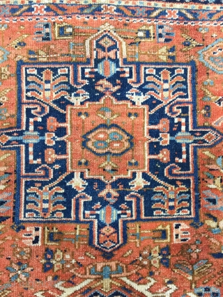 Antique Handmade Persian Karaja Rug,all in natural,some old repairs,Low pile,ca:1920,size:6.3 ft by 4.9 ft,190 cm by 144 cm               