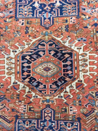 Antique Handmade Persian Karaja Rug,all in natural,some old repairs,Low pile,ca:1920,size:6.3 ft by 4.9 ft,190 cm by 144 cm               