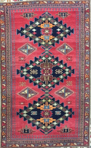 Antique Handmade Shirvan Kazak Wool Rug,ca:1920,all in natural,good pile.Soft,Attractive Design,Size:5.9 ft by 4.4 ft,174 cm by 131 cm               