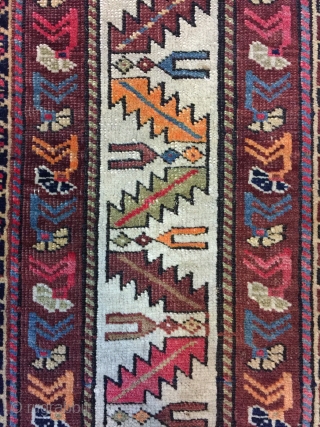 Antique Handmade Shirvan Kazak Wool Rug,ca:1920,all in natural,good pile.Soft,Attractive Design,Size:5.9 ft by 4.4 ft,174 cm by 131 cm               