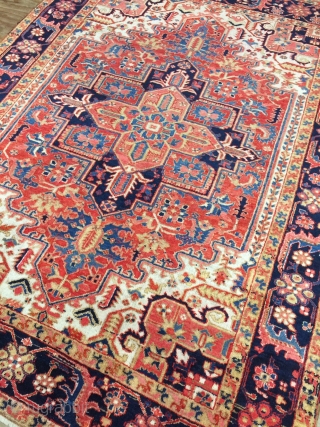 Antique Handmade Persian Heriz Rug,Ca:1920,All in natural,good pile,Soft,Clean,Size:9.5ft by 7.3ft-287 cm by 220 cm                   