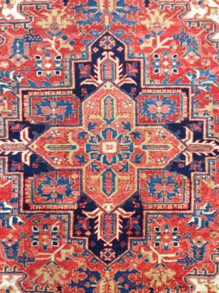 Antique Handmade Persian Heriz Rug,Ca:1920,All in natural,good pile,Soft,Clean,Size:9.5ft by 7.3ft-287 cm by 220 cm                   