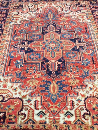 Antique Handmade Persian Heriz Rug,Ca:1920,All in natural,good pile,Soft,Clean,Size:9.5ft by 7.3ft-287 cm by 220 cm                   