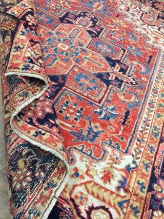 Antique Handmade Persian Heriz Rug,Ca:1920,All in natural,good pile,Soft,Clean,Size:9.5ft by 7.3ft-287 cm by 220 cm                   