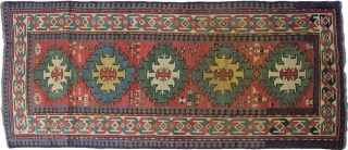 19th Century Old Caucasian kazak runner,
some places is professional repaired,
size 261cm by 102cm,8 feet 6.756 inches by 3 feet 4.157 inches            