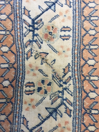 Antique handmade Rare Indian Agra rug,full cotton,lovely design and colours,good pile,All in natural,somewhere is old repaired,
Around 80 years old,Summer Rug,Size:220cm by 137cm           