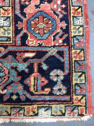 
Antique Handmade Persian Heris Rug,Somewhere is professional Repaired,all in natural,Clean,Low pile,Around 100 years old,Size:224cm by 159cm                 