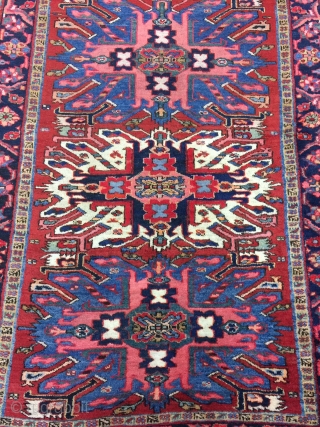 Antique Handmade Persian Heris Rug,Eagle design,pile it is good but some place is low,Some Professional Old repair,all in natural,Clean,Around 100 years old,Size:193cm by 149cm         