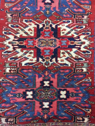 Antique Handmade Persian Heris Rug,Eagle design,pile it is good but some place is low,Some Professional Old repair,all in natural,Clean,Around 100 years old,Size:193cm by 149cm         
