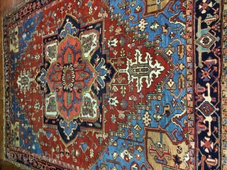 Antique,Old,Used,persian,Handmade,Heriz,wool,rug,Attractive Design,Low pile,Clean,Soft,Size:315 Cm by 240 Cm,Size:10.3 ft by 7.8 ft,Ca:1920                      