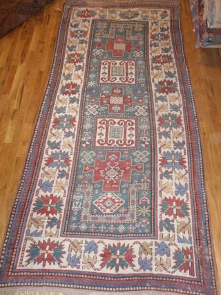 Caucasian Karachov Kazak Rug, 3.10 x 8.5 ft, 19th Century, as found. Gallery: Binbirdirek Mah, Peykhane Cd, Ucler Sk, Ersoy Han, 48/2, Sultanahmet, Istanbul, 34122, Turkey. Collecting, Buying, Selling, Appraising, Conserving and  ...