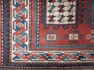 Caucasian Karachov Kazak Rug, 5.8x 7.1 ft, late 19th Century, good condition, as found. www.RugSpecialist.com, Gallery: Binbirdirek Mah, Peykhane Cd, Ucler Sk, Ersoy Han, 48/2, Sultanahmet, Istanbul, 34122, Turkey. (By Appointment)  