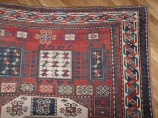 Caucasian Karachov Kazak Rug, 5.8x 7.1 ft, late 19th Century, good condition, as found. www.RugSpecialist.com, Gallery: Binbirdirek Mah, Peykhane Cd, Ucler Sk, Ersoy Han, 48/2, Sultanahmet, Istanbul, 34122, Turkey. (By Appointment)  