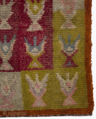 A Mid-Century Central Anatolian Tulu prayer rug with an unusual design and color combination , 3`7`` x 5`9``               