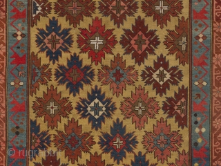 A cute little Snowflake Kuba Rug with beautiful harvest-time colors, 45 x 62 inches (115x158 cm), 19th Cen.               