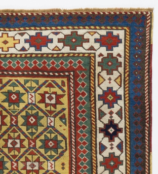 Antique Caucasian Gendje Rug, 4.5 x 6.7 ft (135x200 cm), ca 1880                     