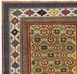 Antique Caucasian Gendje Rug, 4.5 x 6.7 ft (135x200 cm), ca 1880                     