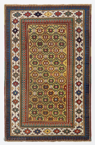 Antique Caucasian Gendje Rug, 4.5 x 6.7 ft (135x200 cm), ca 1880                     