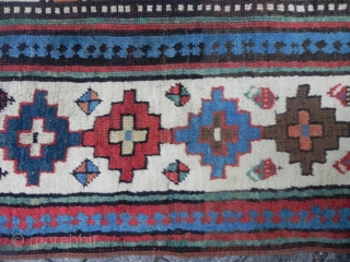 An Exceptional and colorful Antique Caucasian Moghan Kazak Runner, 4.1 x 13.1 ft (125x400 cm), mid 19th Century. my favourite here is the apricot..         
