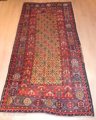 Antique Caucasian Gendje Kazak Long Rug, 8.8 x 4.5 ft (268x136 cm), Excellent Condition, late 19th Century.                