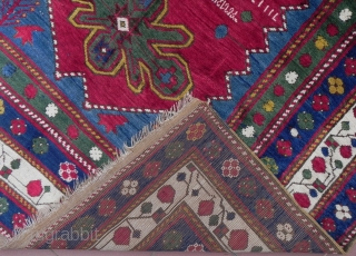 Caucasian Lambalo Kazak Rug, Excellent Condition, full pile, no repairs, Inscripted, dates back to  second half 19th century. 7.3 x 5.2 ft (206x149 cm).        