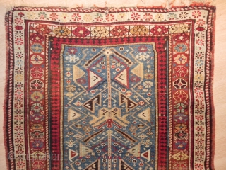 Caucasian Daghestan Rug, 4.5 x 2.7 ft (137x81 cm), good condition, as found.                    