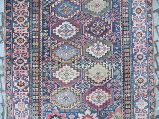 Antique Caucasian Kuba long Runner, 3.9 x 11.9 ft, mid 19th Century. Available to see in our gallery in Istanbul by appointment, or can be shipped out on approval. rugspecialist.com   