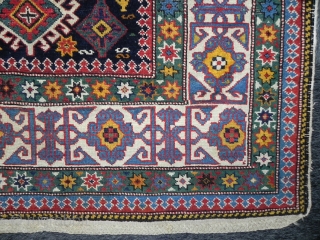 Antique Caucasian Shirvan Rug, Dated 1298 (1881 ad), 3.8 x 5 ft, excellent condition as found, great colours, especially the yellow..            