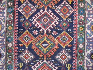 Antique Caucasian Shirvan Rug, Dated 1298 (1881 ad), 3.8 x 5 ft, excellent condition as found, great colours, especially the yellow..            