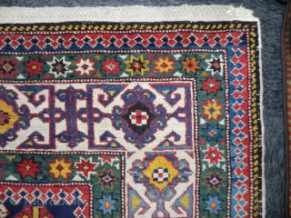 Antique Caucasian Shirvan Rug, Dated 1298 (1881 ad), 3.8 x 5 ft, excellent condition as found, great colours, especially the yellow..            