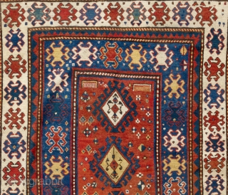 Antique Caucasian Kazak Rug, 4.9 x 8 Ft (144x240 cm), Ca 1850, found in British countryside.

high resolution image of it: 
https://drive.google.com/file/d/0Bz7Alnbetq5uUnBKSzhkM0JRLXM/view?usp=sharing

some more antique rugs in stock:
https://drive.google.com/file/d/0Bz7Alnbetq5uUnBKSzhkM0JRLXM/view?usp=sharing       