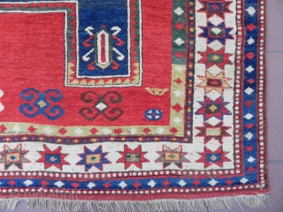 Caucasian Fachralo Kazak Rug, 86x56 inches (218x142 cm),  Dated 1324 (1906 AD), EXCELLENT Condition, Full Pile, all original, no repairs or issues whatsoever. A World class Antique Kazak Rug for the  ...