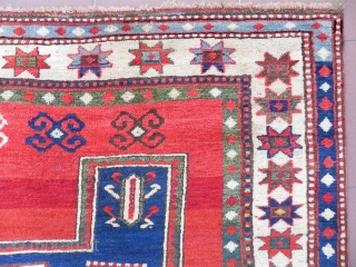 Caucasian Fachralo Kazak Rug, 86x56 inches (218x142 cm),  Dated 1324 (1906 AD), EXCELLENT Condition, Full Pile, all original, no repairs or issues whatsoever. A World class Antique Kazak Rug for the  ...