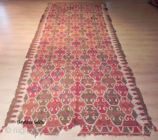 An Exceptional Antique Central Anatolian Sivrihisar Kilim, Dated 1255 (1839 AD), 173 years old!  Delightful colours, original condition as found, no repairs, not washed, woven as a single piece, all natural  ...
