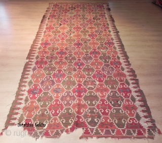 An Exceptional Antique Central Anatolian Sivrihisar Kilim, Dated 1255 (1839 AD), 173 years old!  Delightful colours, original condition as found, no repairs, not washed, woven as a single piece, all natural  ...